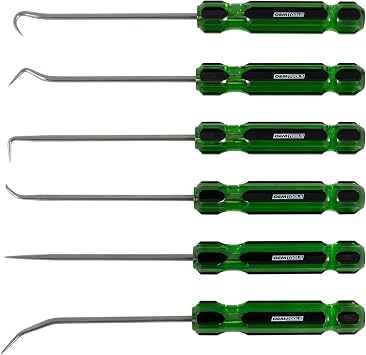 OEMTOOLS 26545 6 Piece Hook And Pick Set With Acetate Handle, Hook Tool And Pick Tool, Vehicle Pick And Hook Set, Pick Tool Set For Mechanics | Pick Tool Set For Mechanics, Stainless Steel Blades, Solvent Resistant Acetate Handles, Corrosion Resistance, 7.5" Length