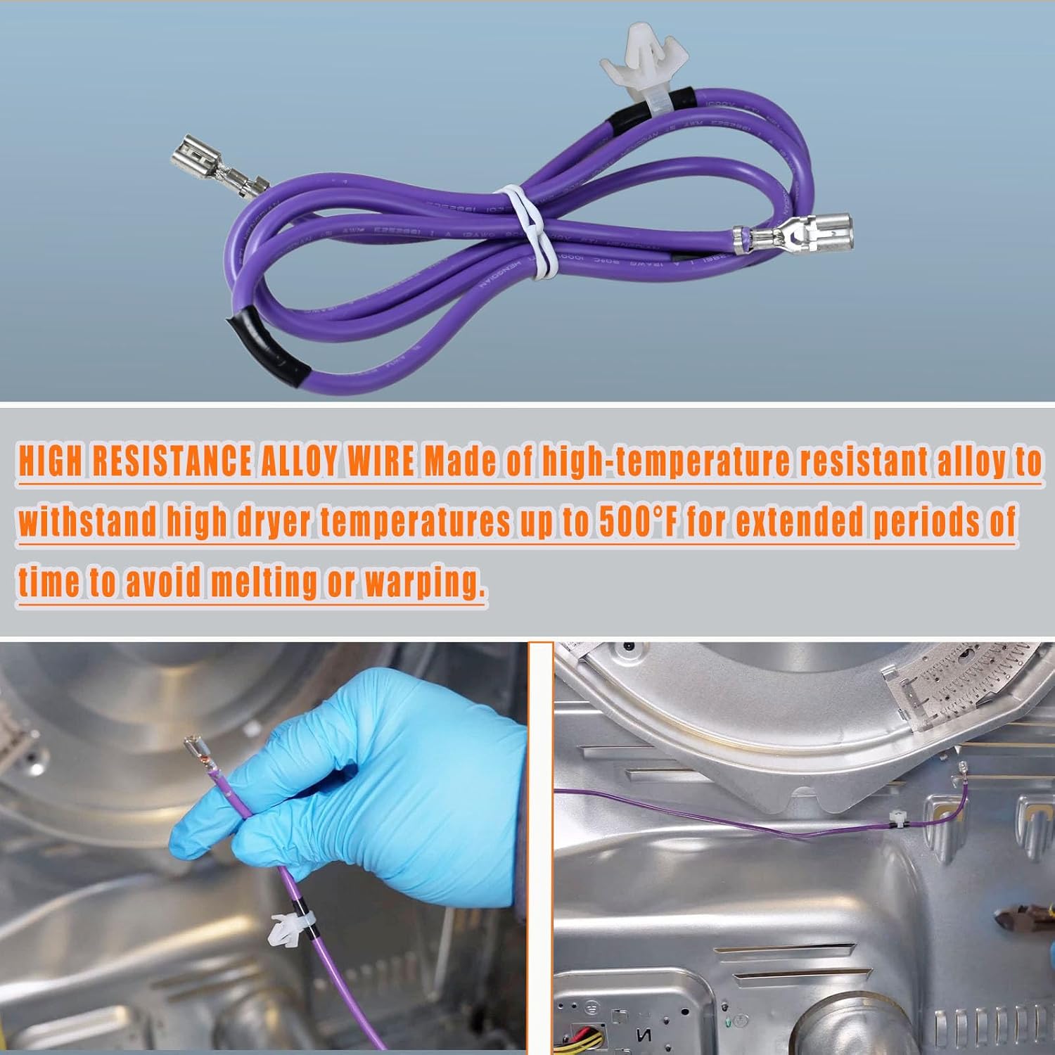 WE49X37037 Dryer Heater Wire Replacement for OEM GE & Hotpoint - Compatible with WE49X32946, PD00084037, AP7217217 Heating Element Repair Kit