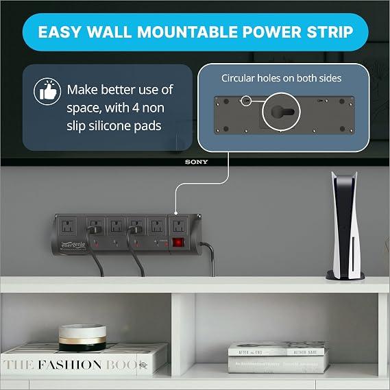 Smart Plug Power Strip, 6sockets with 2 Always on Outlets, WiFi Surge Protector Compatible with Alexa & Google Home,Wall Mountable,Home Office Multi-Plug Extender, Black