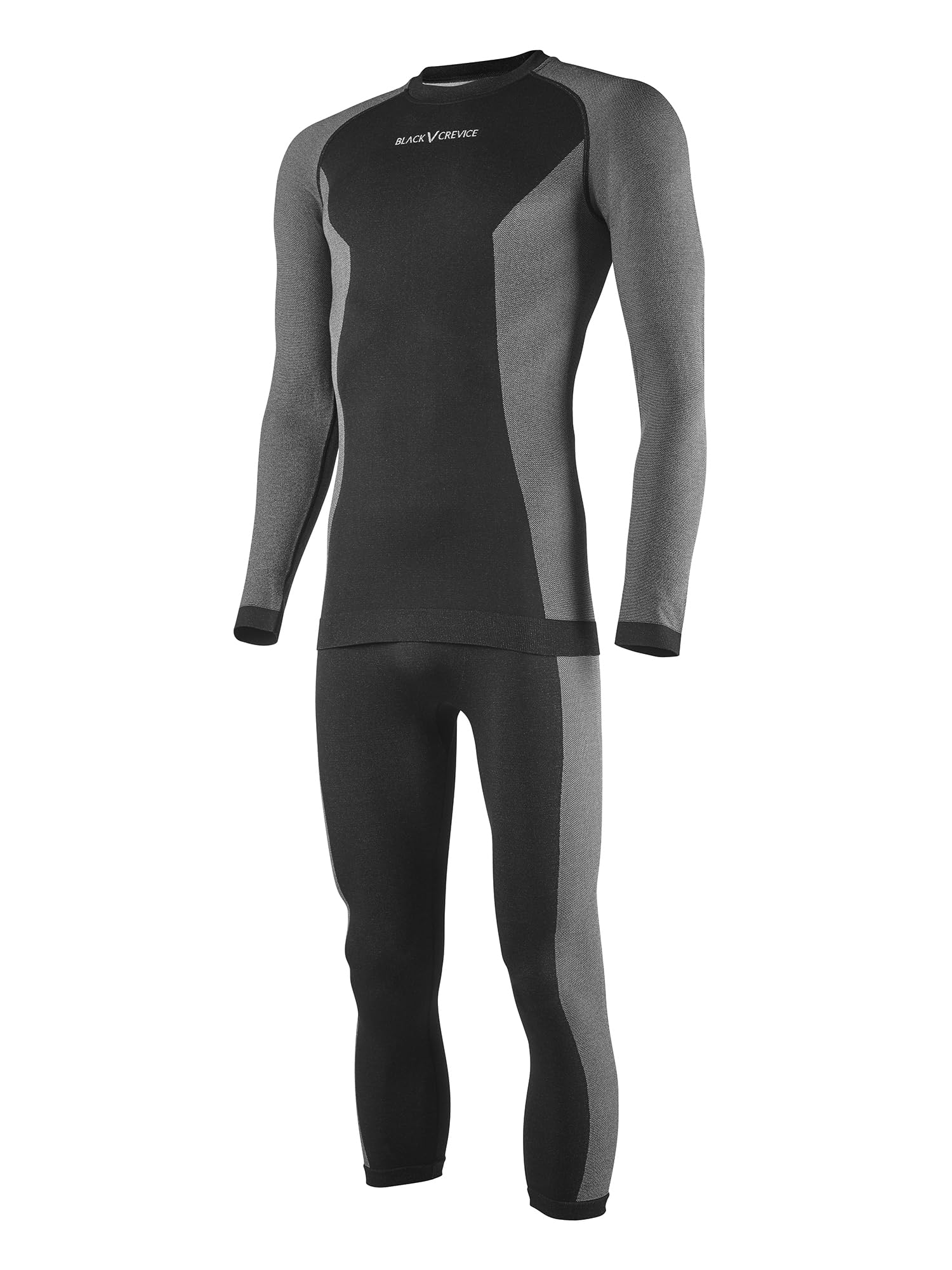 Black Crevice Herren-Funktionsunterwäsche-Set I Thermo-Langarmshirt & 3/4 Hose I Warme Herren-Skiunterwäsche I Winter Thermowäsche
