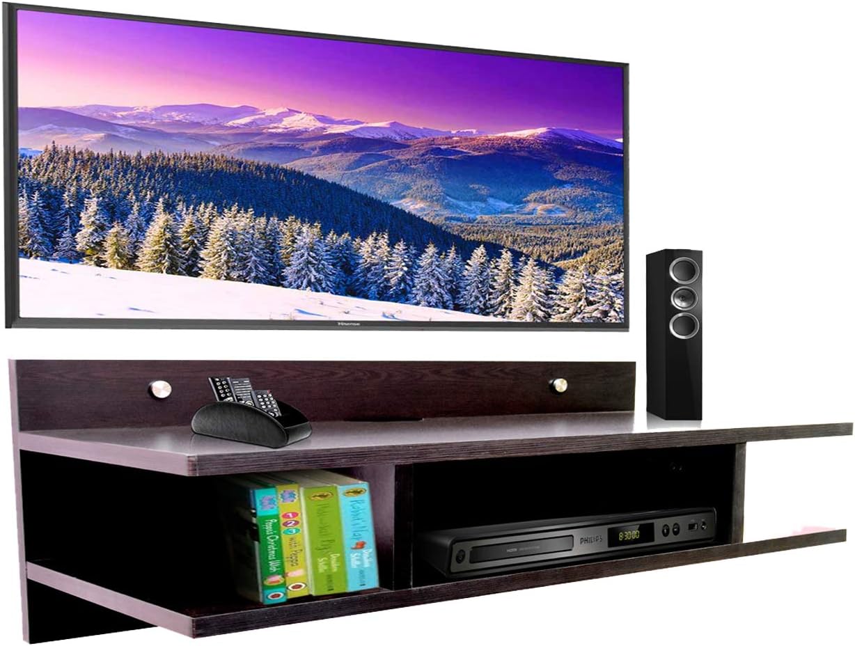 AAROORA TV Unit Display Storage Cabinet Wall Unit/Rack with Decor Shelf (Wenge Finish 30" inches)