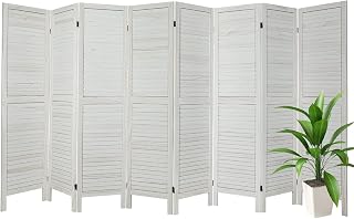 ECOMEX 8 Panel Room Divider, Wood Freestanding Room Dividers and Folding Privacy Screens for Home, Room Separator Temporary Wall Dividers, White