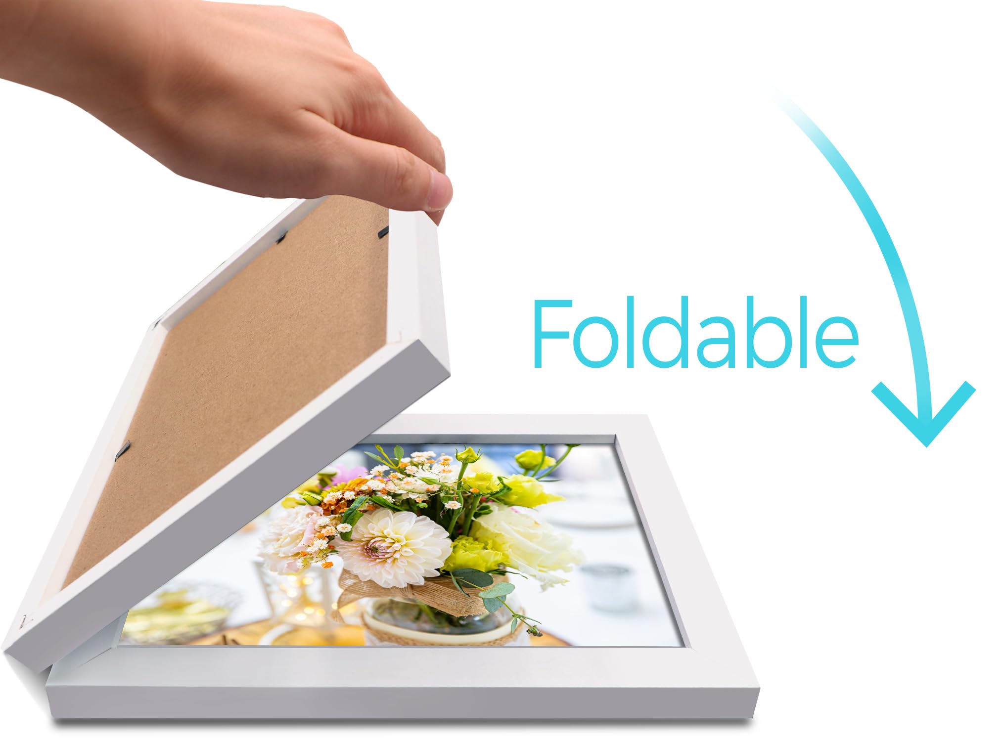 Double 5x7 Horizontal Combo, White Wood Picture Frame, 4.5x6.5 Opening Foldable Landscape View Photo Frame On Table-top Or Wall (13x18 Cm - View #2