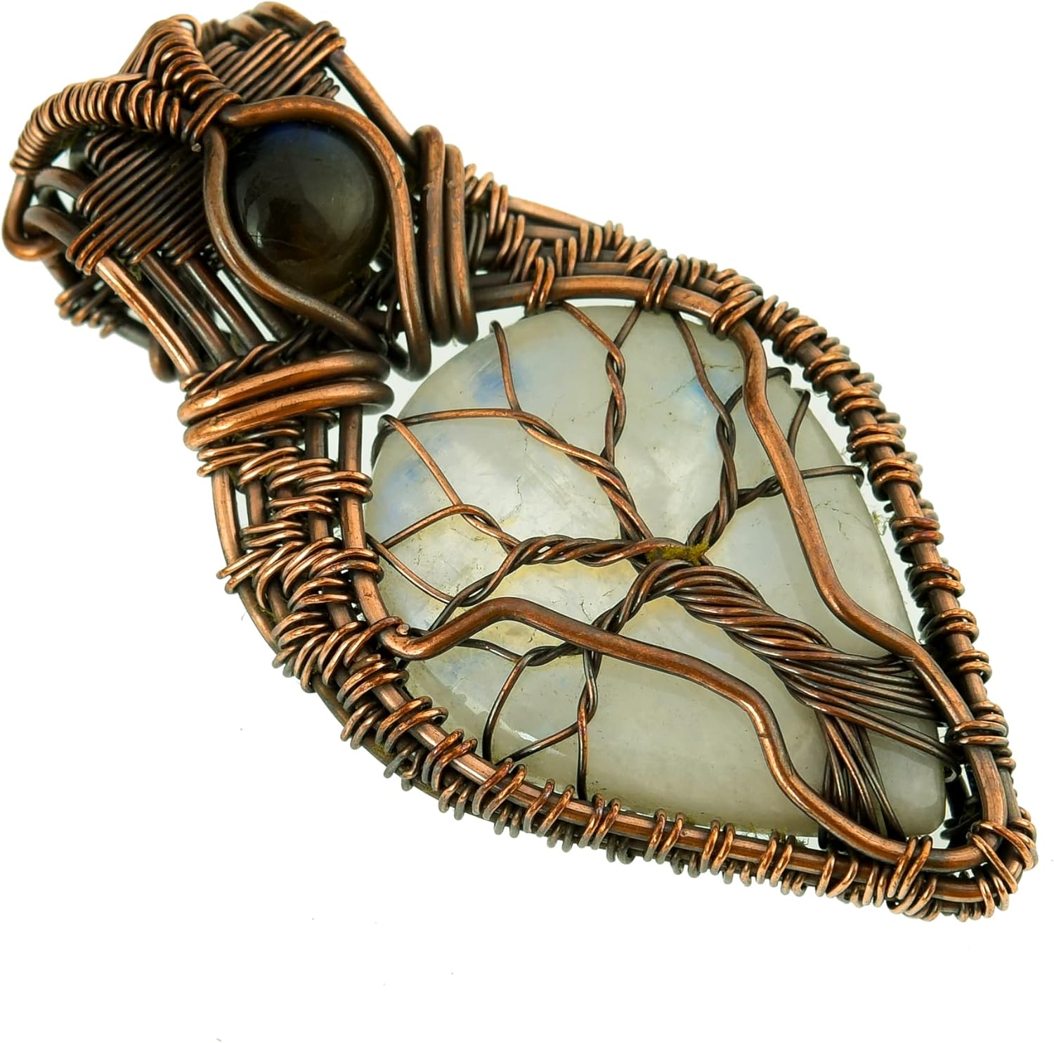 Stunning Copper Tree of Life Pendant Necklace with Handmade Gemstones and 20" Chain - Perfect for Boho Lovers