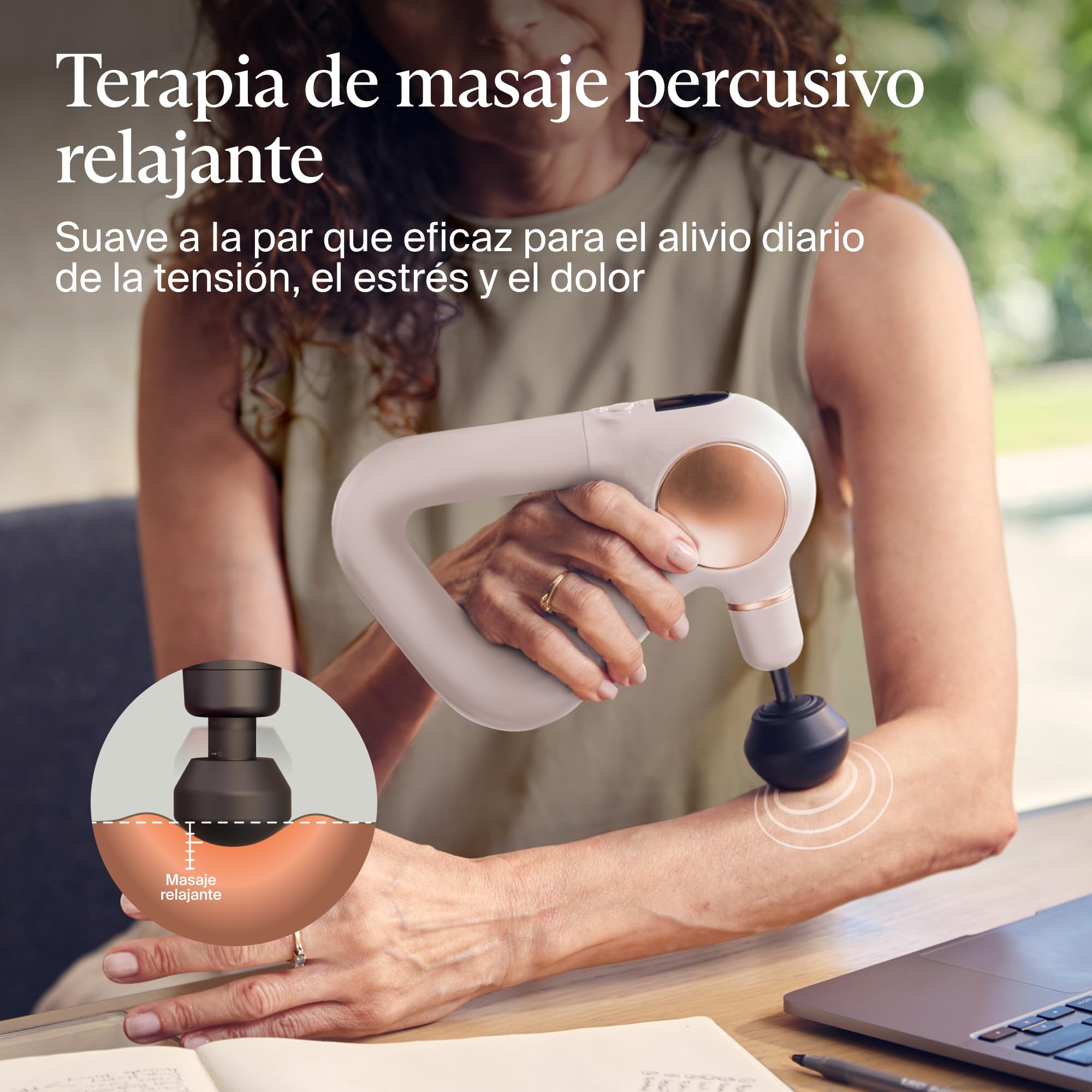 Theragun Sense Masajeador de Percusión - Masajeador Personal de Tejido Profundo con Rutinas de Respiración para Alivio del Estrés, Dolor y Dolor Muscular en Cuello, Espalda, Pierna y Rodilla