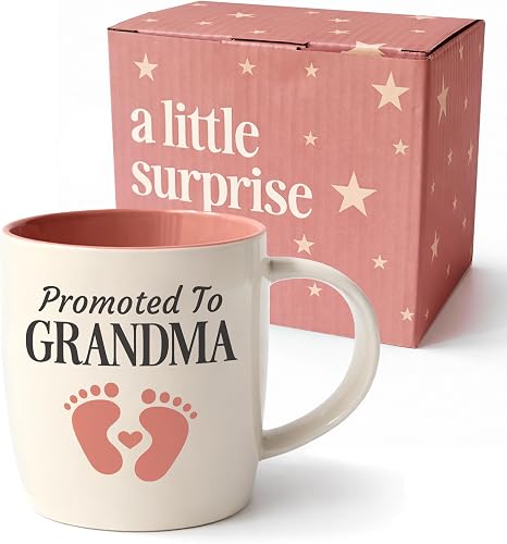 Triple Gifffted Promoted to New Grandma to Be Coffee Mug, First Time Grandparent Pregnancy Announcement Gift Idea, Baby Reveal Surprise, Christmas Day, Est 2026, 13oz Ceramic