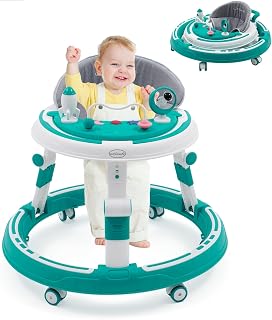 Eapura Baby Walker/Foldable Baby Walker for Girls&Boys, Anti-Rollover,Adjustable Height Walker for Baby, Baby Walker with Wheels,Activity Center for Baby with Music Toy. Walkers for Babies 18 Months