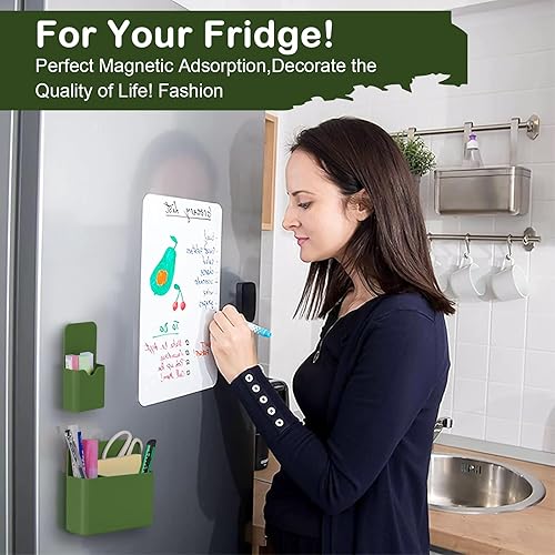 Miniatura 6 de KITANIS Soporte magnético para bolígrafo, paquete de 2 soportes magnéticos de borrado en seco con compartimentos generosos, marcador de
