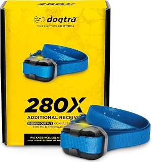 Dogtra 280X E-Collar Additional Receiver 10 lbs+, 1/2 Mile Range, LED Light, 100 Levels of Precise Control for Stubborn Dogs, Waterproof, Boost for Quick Recall, Vibration, Safety Lock & Tone