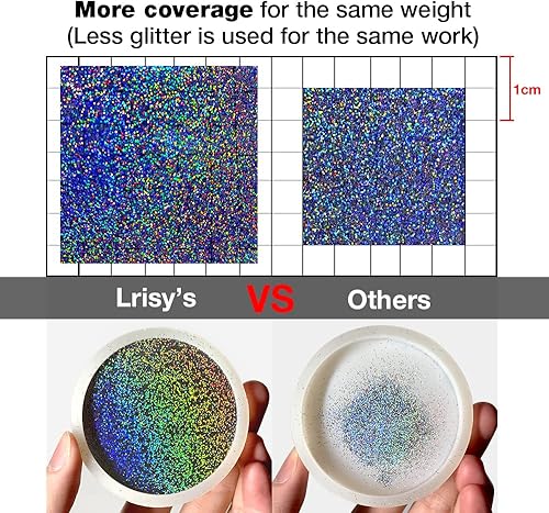 Miniatura 3 de Lrisy Holographic - Polvo de purpurina extrafina con tapa agitadora, lentejuelas de purpurina para resina epoxi, slime, vasos, uñas y arte de