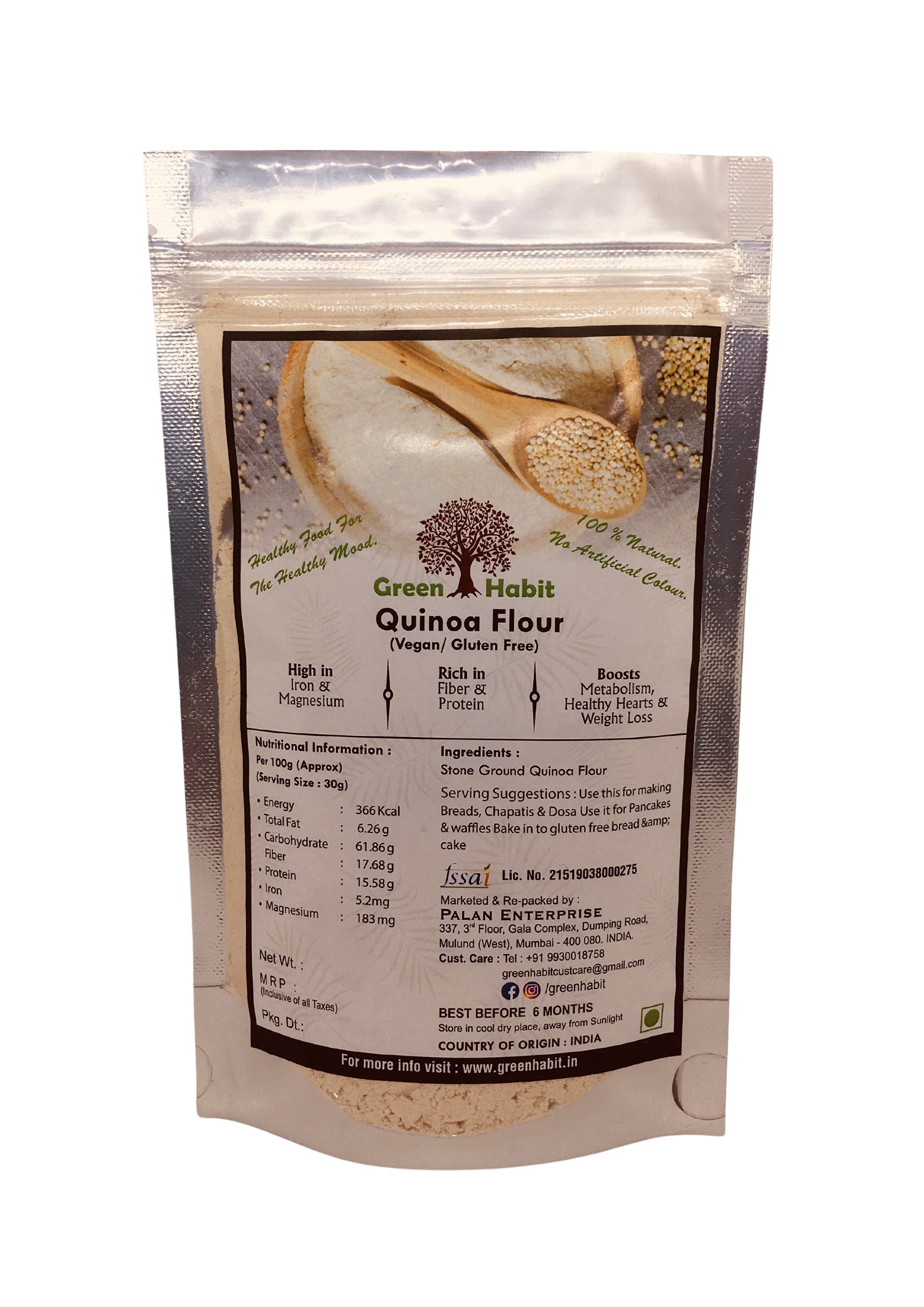 Green Habit Organic Gluten Free Quinoa Flour (250 gram Pack) (B07HN36K8Z) Amazon Price History, Amazon Price Tracker