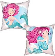 Ediravioli Ocean Beautiful Mermaid Pillowcases for girl'room Standard Pink Pillowcover Set of 2 Soft and Skin-Friendly Home Decoration Throw Pillow Covers 18x18 Inches for Living Room Bedroom Garden