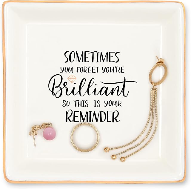 Anavego The Original Jewellery Dish for Friends Women Sister Coworker. Elegant Set with Ceramic Marker. Holds Rings Keys Earrings. Present Idea for Birthday Christmas