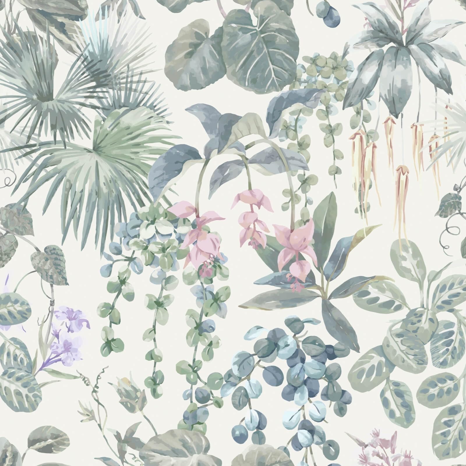 Peel and Stick Wallpaper White and Green Stick on Wallpaper 17.3x78.7in Tropical Jungle Botanical Palm Leaf Contact Paper Removable Self Adhesive Wall Paper for Bedroom, Off White