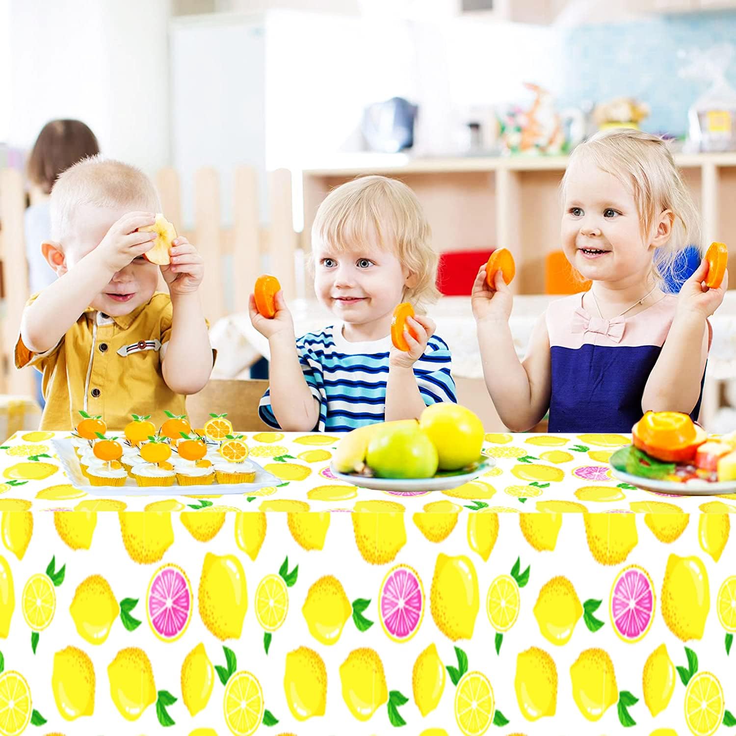 Lemon Tablecloth 108"x54" Lemon Party Decoration Disposable Summer lemonade tablecloth lemonade stand Table Cover for Summer Lemon Party Supplies Beach Picnic Kids Birthday Party Decorations(1Pcs)