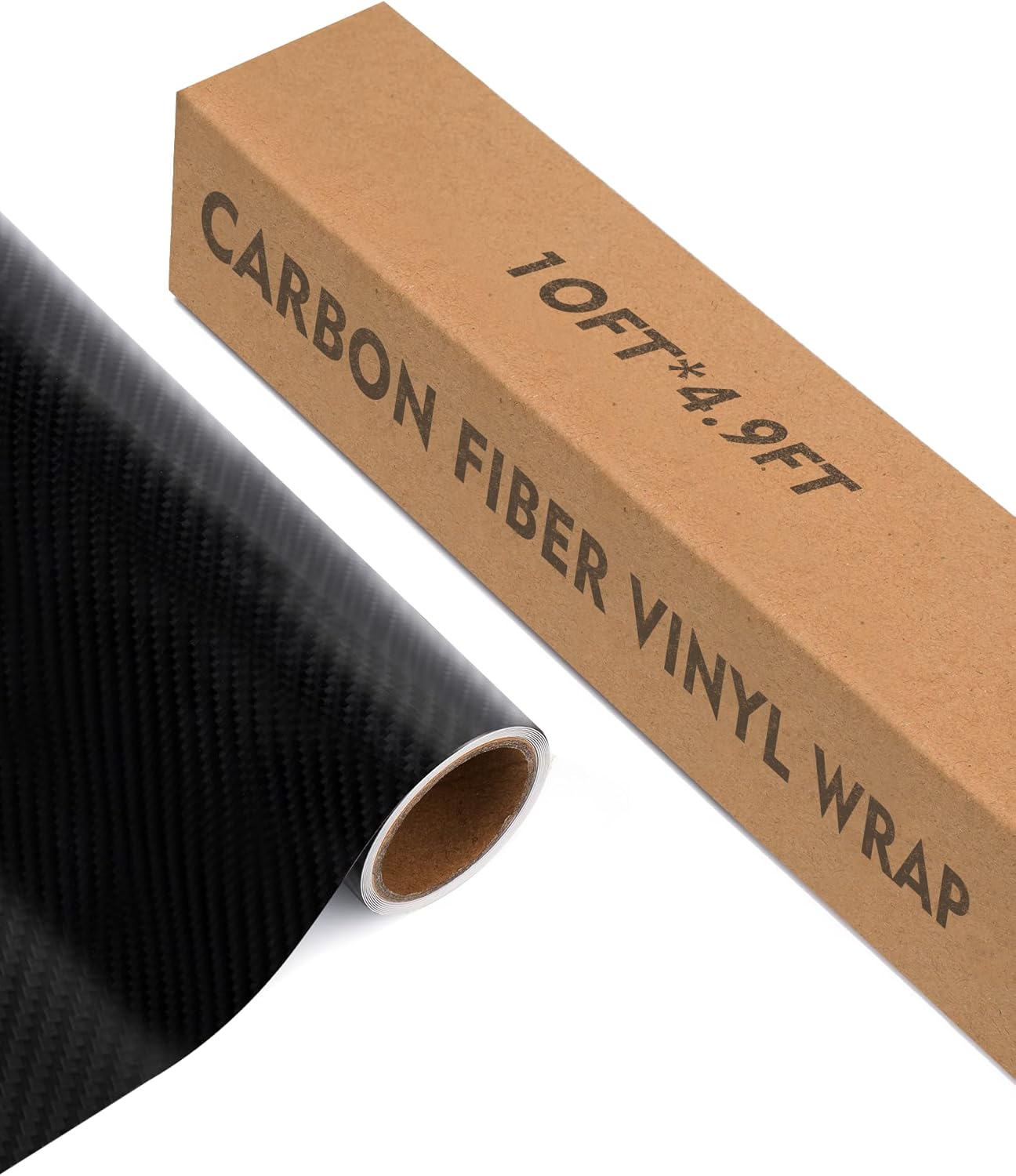 10ft x 4.9ft 3D Carbon Fiber Black Car Vinyl Wrap Roll, Durable Easy Application Automotive Wrapping Film for Car Body Protection (Carbon Fiber Black)