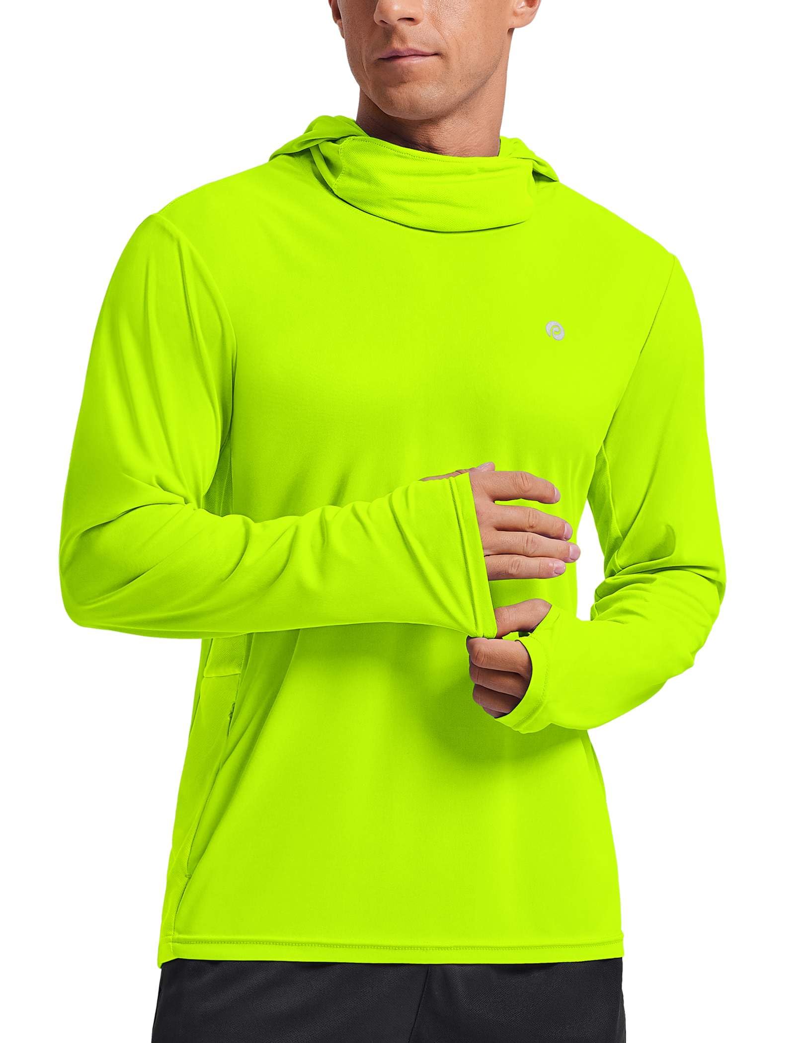 PINSPARK Men's UPF 50+ Sun Protection Hoodie with Mask Long Sleeve Fishing Shirt