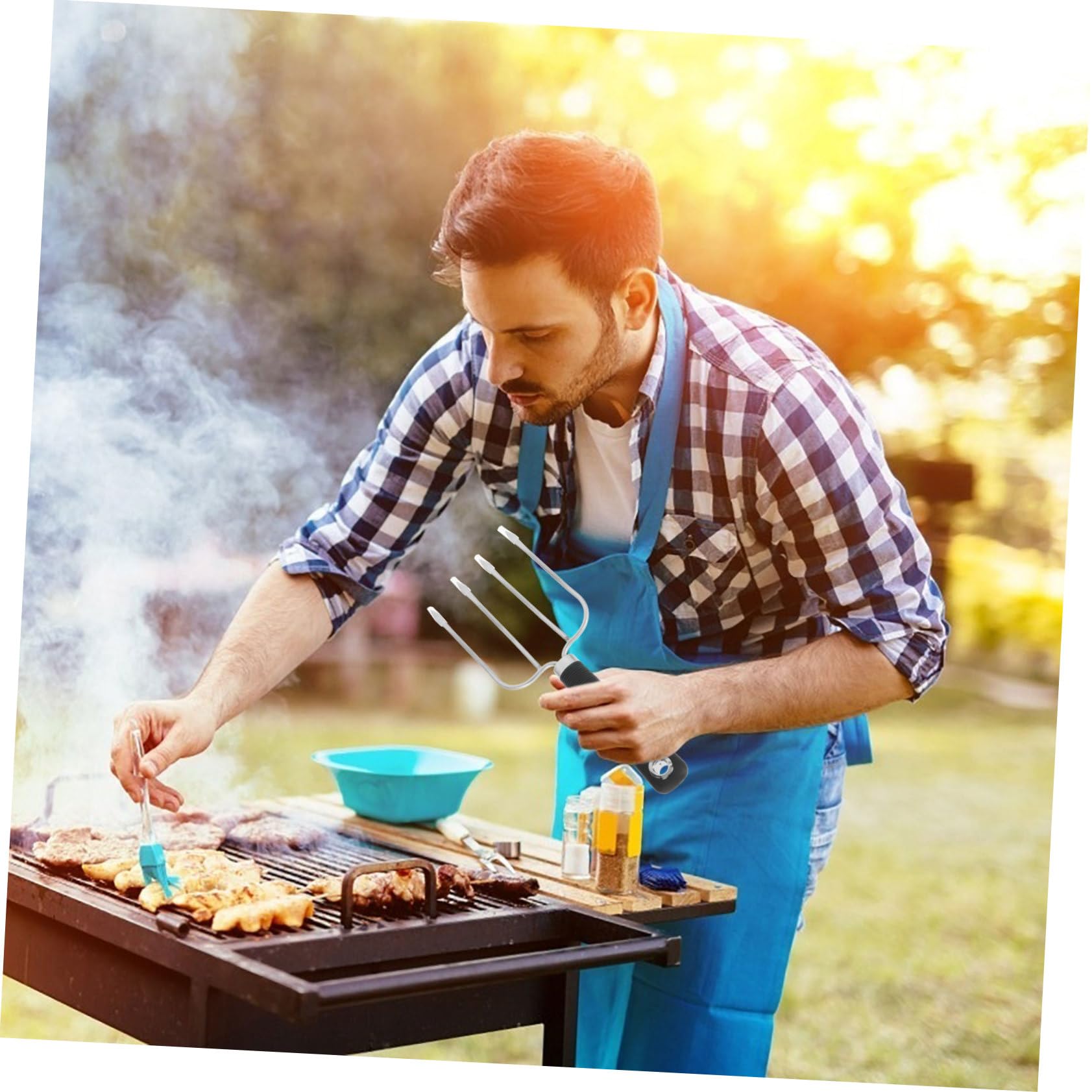 3 Stck. Grillgabel mit Kunststoffgriff Robuste Barbecue für Fleisch Steaks Lamm Grillen und Braten von Fleischgerichten