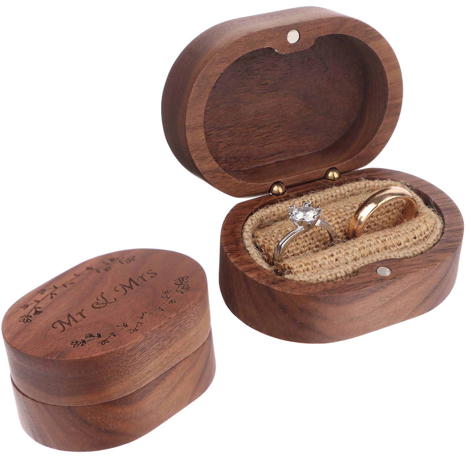 Ruiyele Mr And Mrs Black Walnut Wood Wedding Ring Box Desertcart