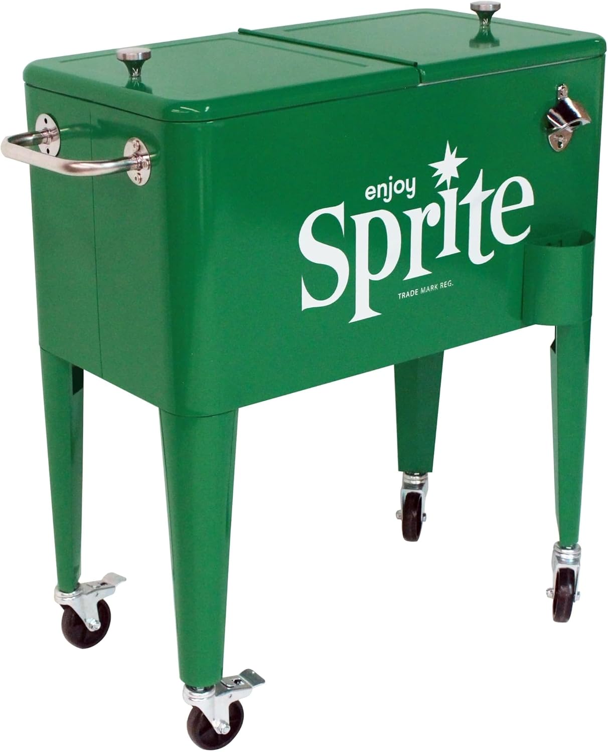 Leigh Country Sprite 60-Qt Green Cooler, Retro Beverage with Wheels for Outdoor/Patio/Porch