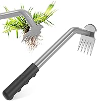 Walensee Upgraded 5-Tine Weed Puller Tool - Durable Manganese Steel Garden Weeder with Anti-Slip Rubber Handle for Easy Uprooting