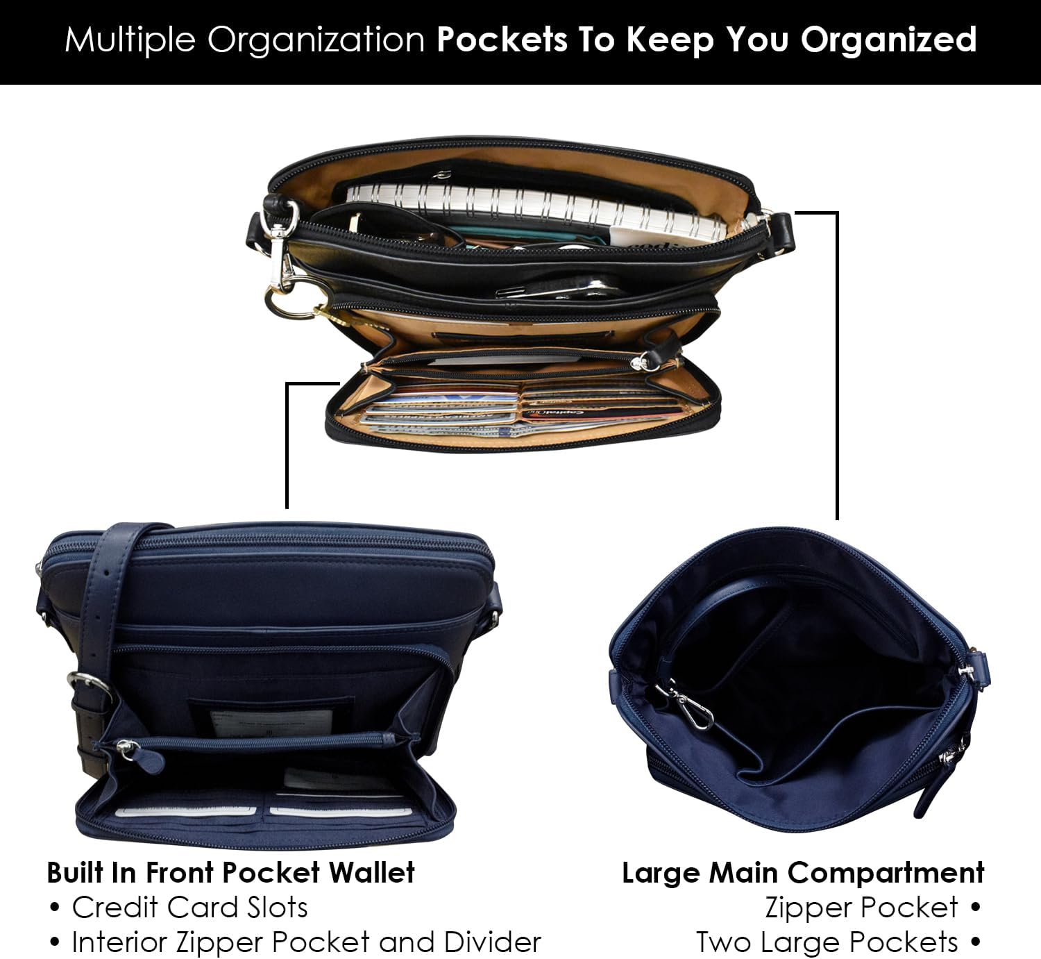 ili New York Genuine Leather Crossbody Bags for Women - Premium RFID Blocking Shoulder Bag Organizer with Adjustable Strap - Image 3