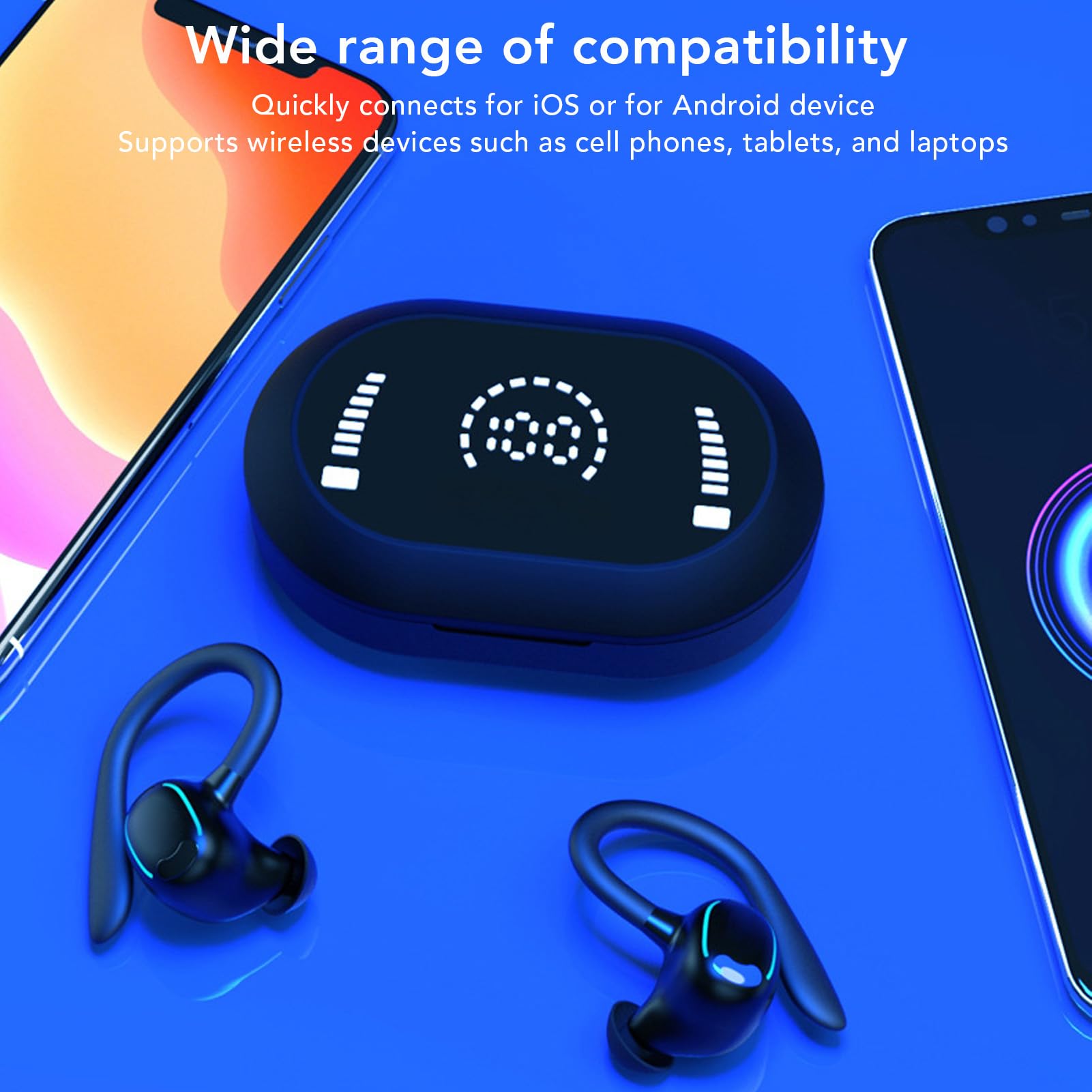ASHATA BR Headphones Kabellose Ohrhörer, Sport Ohrhörer mit Ohrbügel, Ergonomische, Komfortable, wasserdichte IPX7 Ohrbügel Ohrhörer mit Mikrofon für Sport