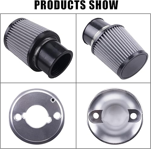 Miniatura 3 de Adaptador de filtro de aire mejorado de alto rendimiento Kit de bujías de admisión para Predator 212cc 6.5 Hp Motor Mini Bike Go Kart Racing (Plata)