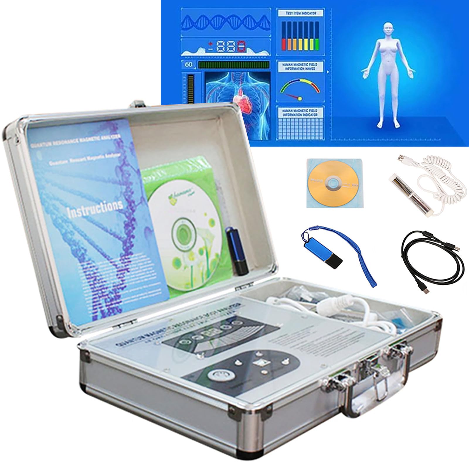 Analizador Corporal por Resonancia MagnéTica CuáNtica, EscáNer Multifuncional De La Salud De Todo El Cuerpo, 53 Informes De Sub-Salud, Multi-Idioma, Todos Los Sistemas Windows.,B