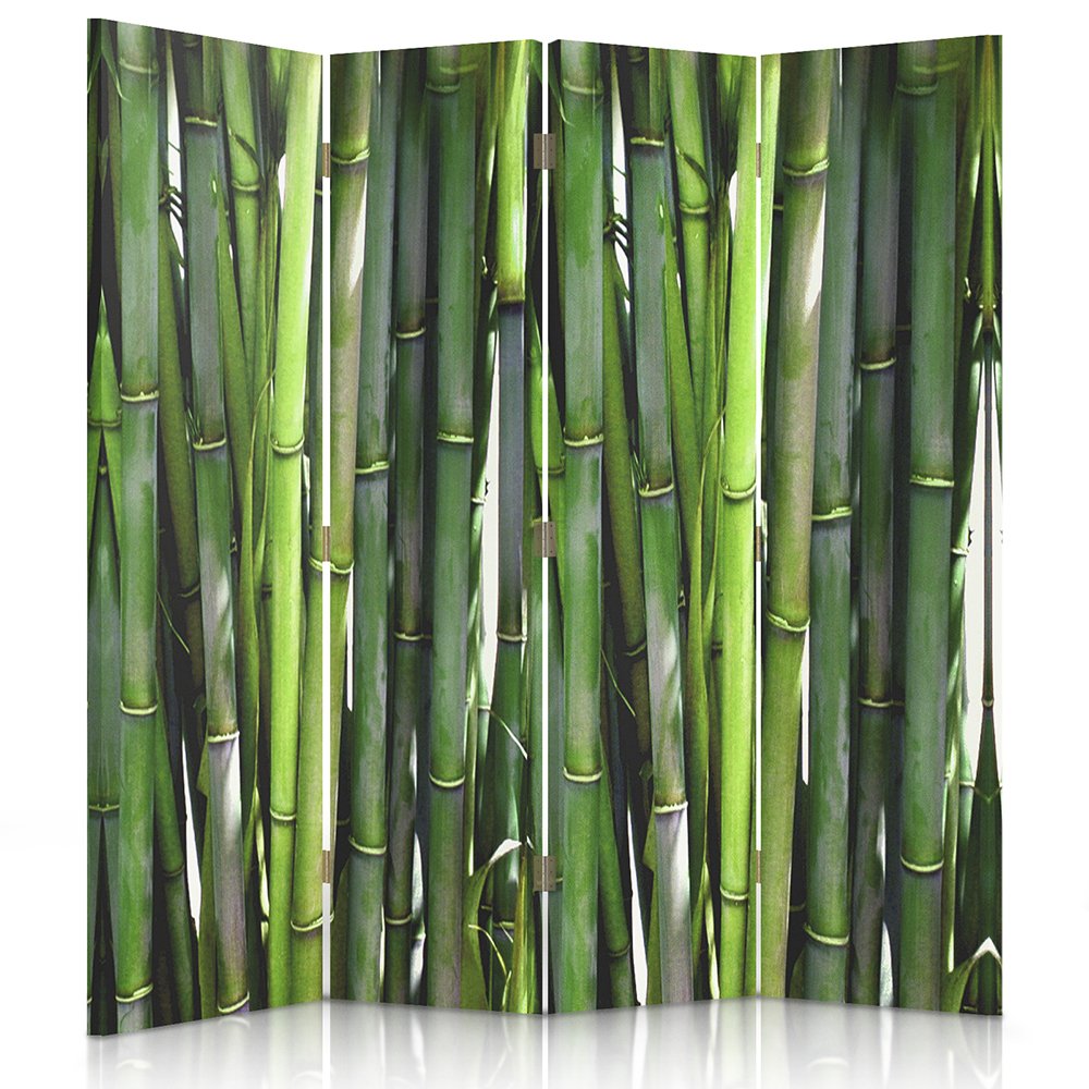 Feeby Paravent Nature 4 Panneaux 145x150 cm Une Seule Côté Cloison De Séparation Écran Pliant Paravent Interieur Décoratif Mur Espagnol Impression sur Toile Chambre d'enfant Salon Bureau Vert