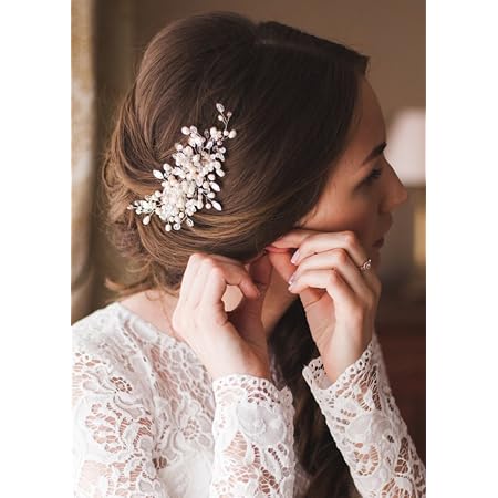 Kercisbeauty Pearl Hair Comb For Brides Wedding Bridal Headpiece Handmade Hair Piece For Women Girls Prom Hair Accessories (Rose Gold) | Buy Now With Express International Delivery