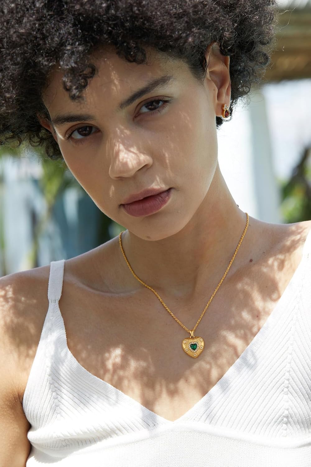 NUZON Sunburst Heart / 2-Tone Interlocking/CZ Evil Eye/Single Pearl/Love Heart Pendant Necklace for Women 14K Gold Chain Necklace Chunky Statement Jewelry - Image 3