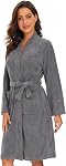 Knuffnee Terry Cloth Robe for Women Bathrobe Knee Length Bath Gown Lightweight Kimono Robe