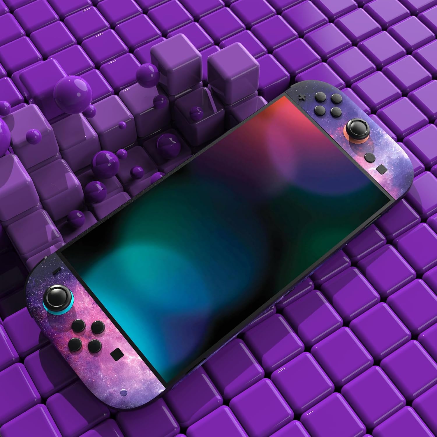 PlayVital for Nintendo Switch 2 Skin Full Set (2-Pack) - Protective Vinyl Decal Stickers for Switch 2 Console, Joycons, Handle Grips & Dock | No Residue, Anti-Scratch - Nebula Galaxy 6 71OUMLJePdL. AC SL1500