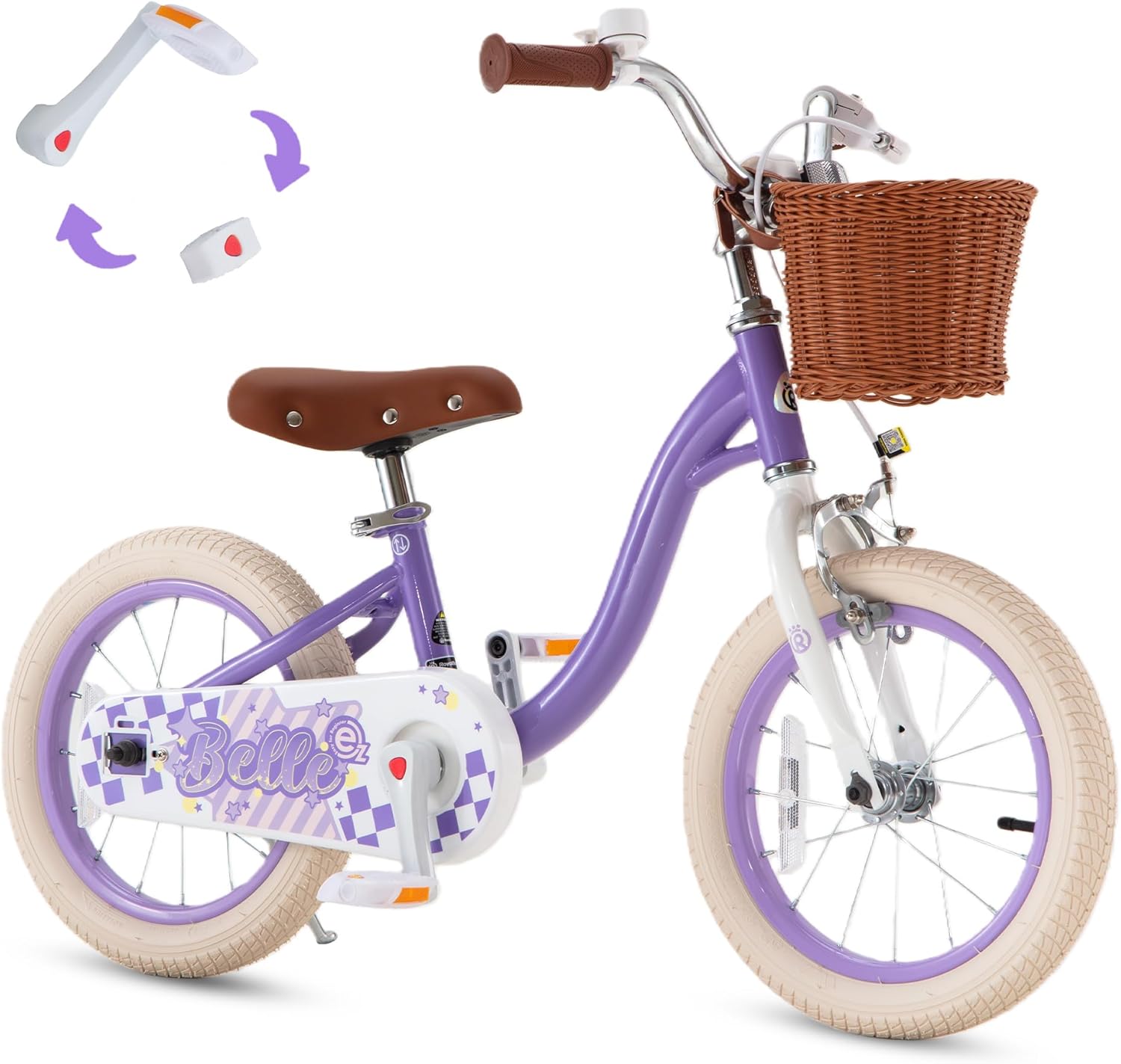 RoyalBaby Girls Bike Belle EZ Kids Bike, Balance and Pedal Bicycle, 14 16 18 Inch Wheel for Age 3-8 Years Toddlers to Big Kids, Pink & Purple