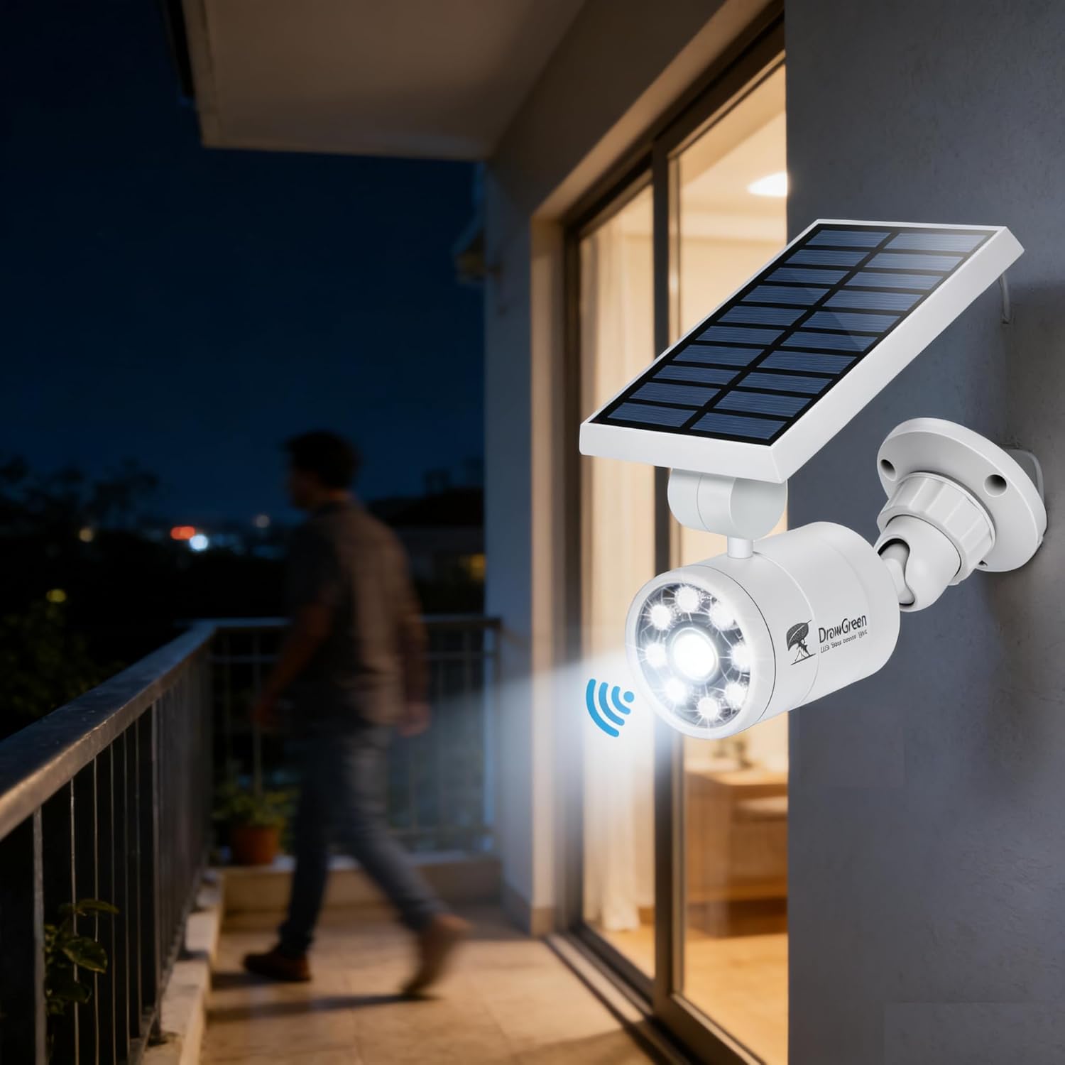 Aluminum Solar Motion Sensor Lights Outdoor - Solar Powered Flood Security Lights Cameras Fill Light for Outside Garage & Driveway Post Patio Pathway Deck - IP66 Waterproof, 3-Day Rain Battery,