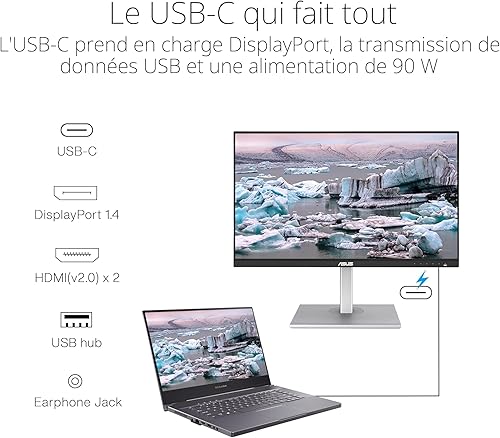 ASUS ProArt PA278CGV Moniteur Professionnel 27", IPS, QHD (2560 x 1440), 144 Hz, 95% DCI-P3, précision des Couleurs ?E < 2, Calman Verified, USB-C PD 90W, VESA DisplayHDR 400, FreeSync Premium, - 6