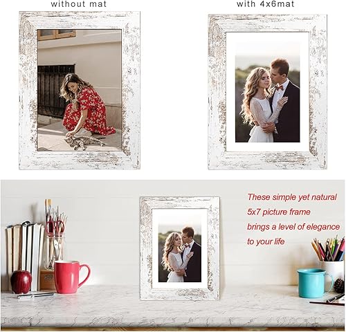 Vista 11 de Capcillin Juego de 2 portarretratos de 11 x 17 pulgadas, patrón de madera, color marrón rústico, para montaje en pared, plexiglás, ideal