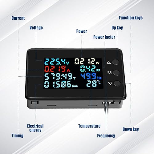 Miniatura 3 de Medidor de potencia de CA, multímetro de CA de 50-300 V 100 A con transformador abierto, pantalla digital, voltímetro de corriente, pantalla digital