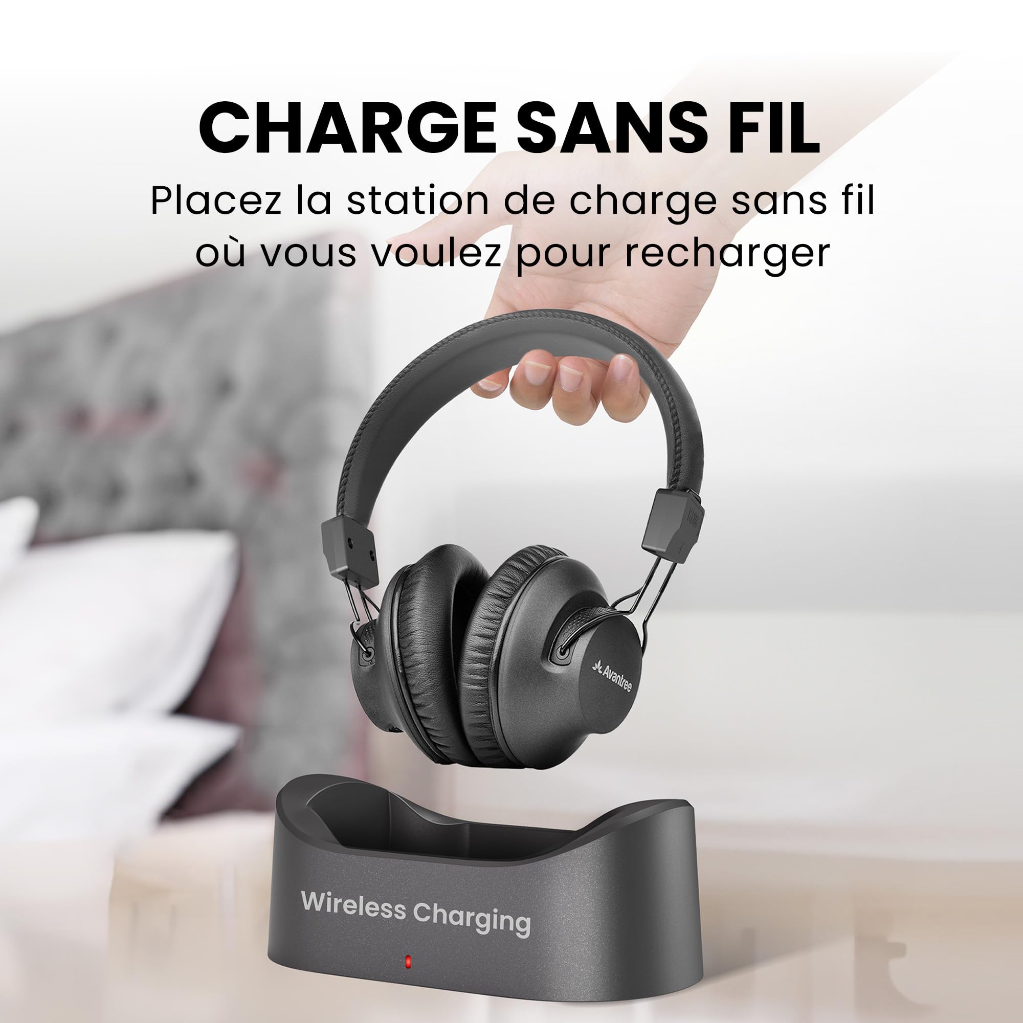 Avantree HT5009 Plus – Casque TV sans Fil pour téléviseurs avec Sortie Audio Optique ou AUX, Voix Claire et Amplification du Volume, Confort Circum-aural, autonomie 60 h, Station de Charge Incluse