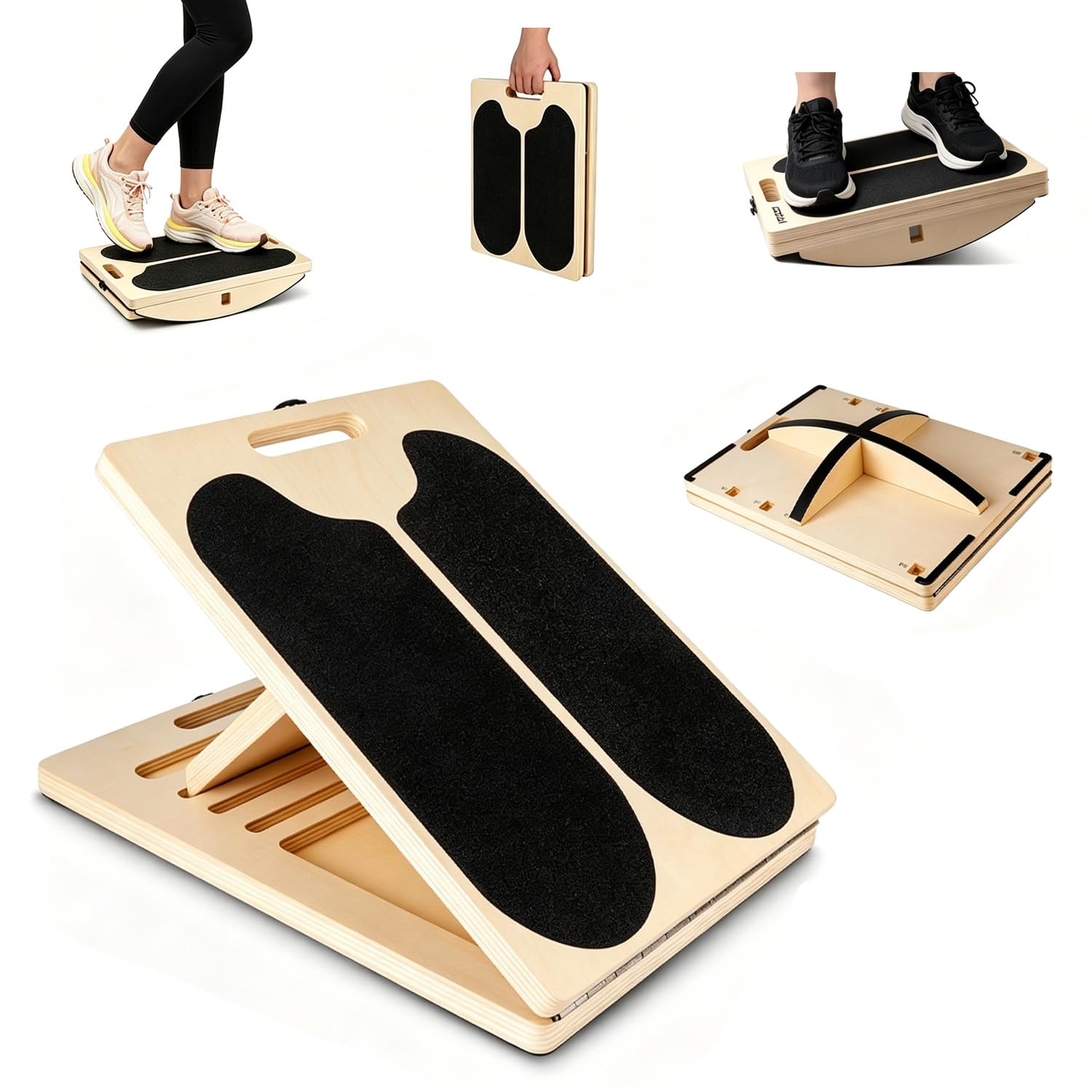 Pedana Inclinata 3-In-1 Per Stretching Dei Polpacci,5 Angoli Regolabili, Capacità Di Carico 150 Kg, Supporto Per Polpacci Regolabile Con Maniglia, Design Antiscivolo