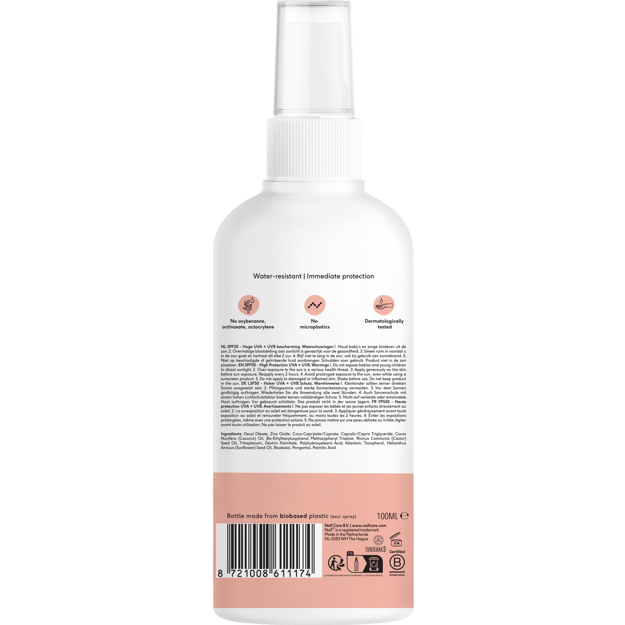 Naïf - Spray protector solar mineral - Bebé y niño - 0% perfume - FPS 50 - Spray sin octocrileno - Protección UVA y UVB - Resistente al agua - Dermatológicamente probado - Sin microplásticos - 100 ml — view 2