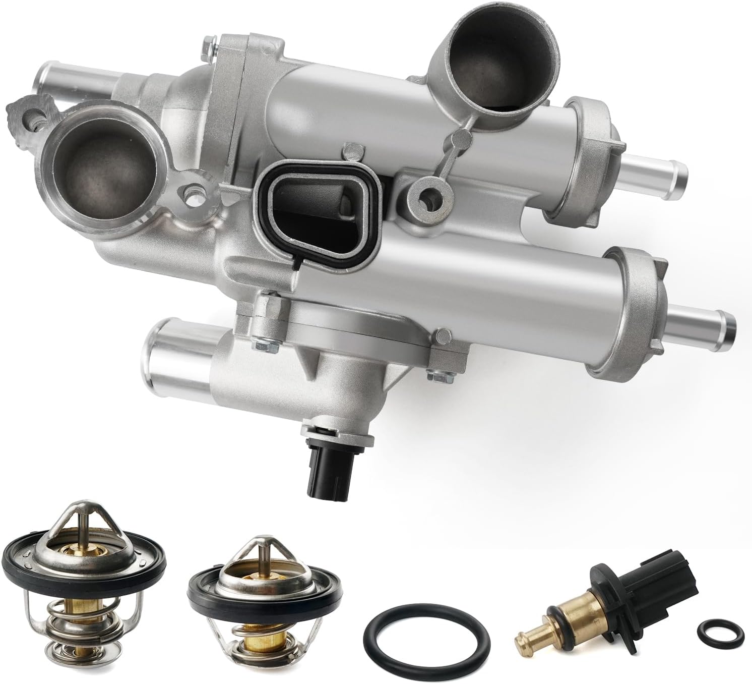 Upgraded Aluminum Thermostat Housing Compatible with Dodge Avenger 2008-2014, Journey 2009-2020, Chrysler 200 2011-2014, Jeep Compass/Patriot 2007-2017, Caliber 2007-2012, 2.0L/2.4L Replace 68003582AB