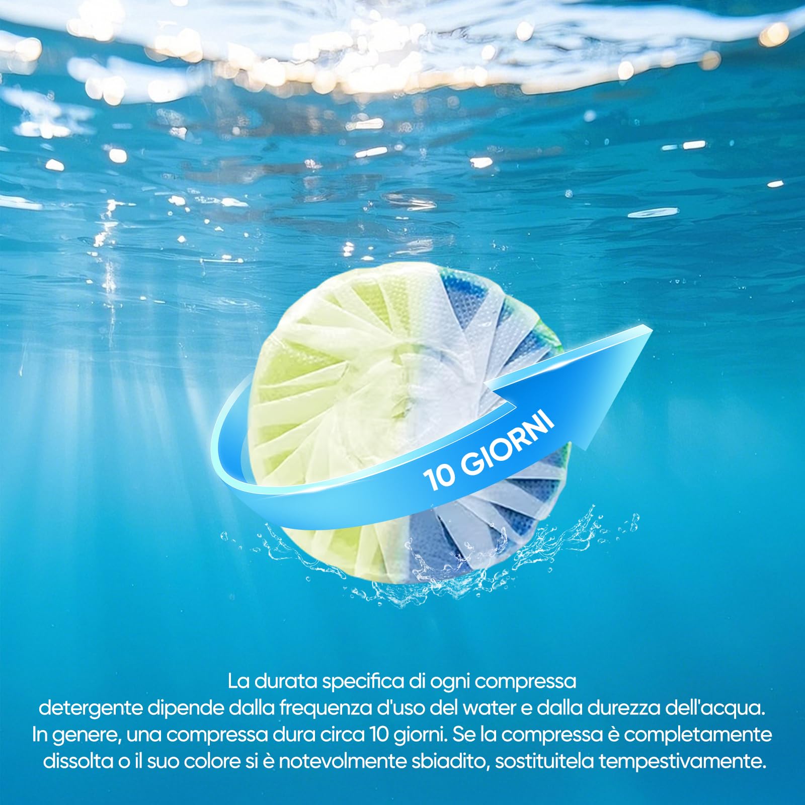15 pezzi di Detergente per Wc,Detergente per Cassetta di Scarico a Doppia Azione (50 g/compressa),Previene Calcare e Sporco,Protegge lo Smalto,Profumo Rinfrescante