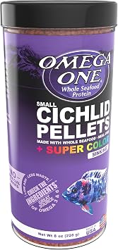 Omega One Super Color Sinking Cichlid Pellets, 2mm Small Pellets, 8 oz