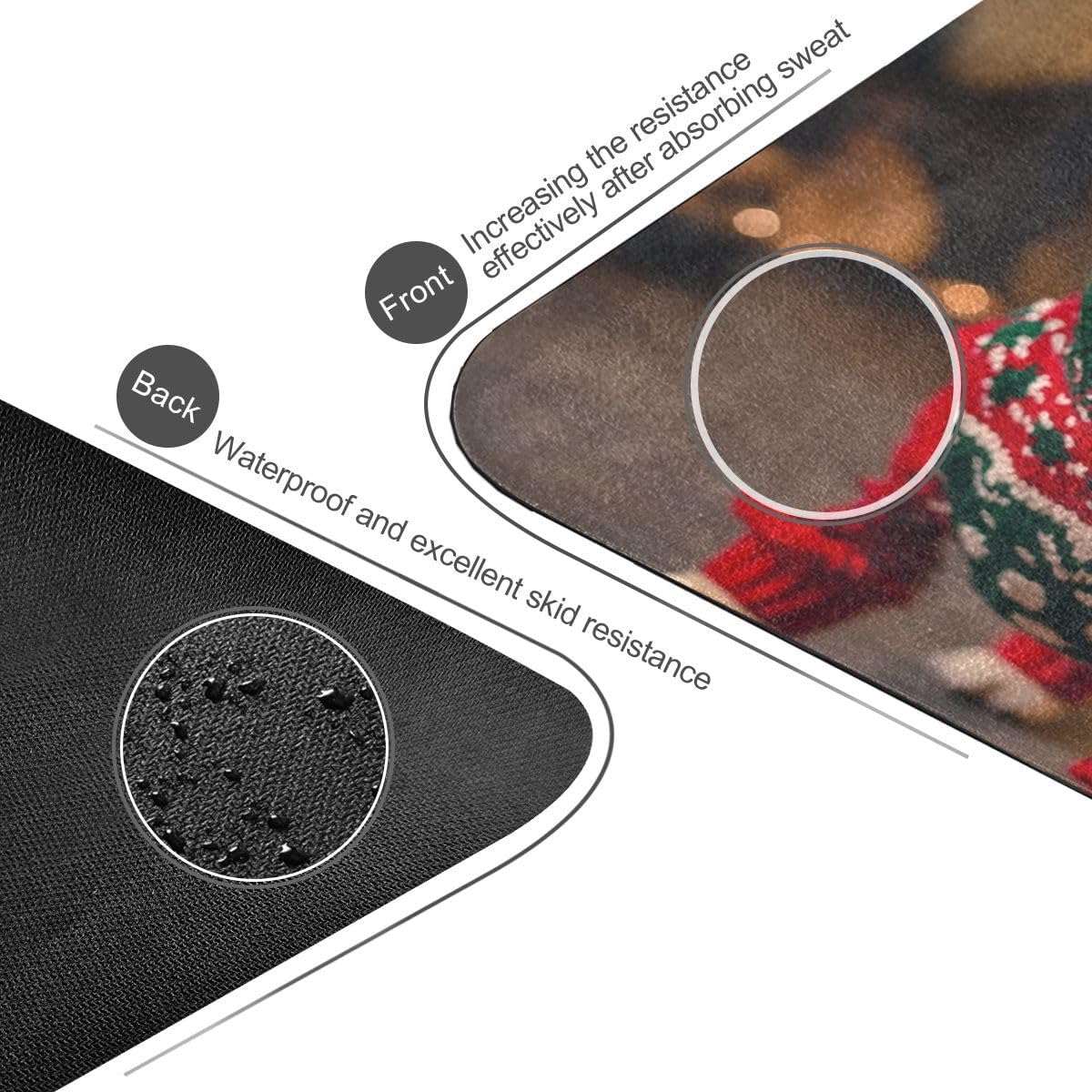 ALAZA French Bulldog Cute Dog Wearing Christmas Sweaters Yoga Mat Non Slip Fitness Exercise Mat, Workout Mat for Yoga, Pilates and Floor Exercises