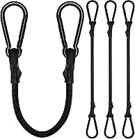Vista 1 de Cuerdas elásticas con mosquetón, cuerdas elásticas resistentes de 12 pulgadas de largo con clip de mosquetón para exteriores, cuerda elástica extra