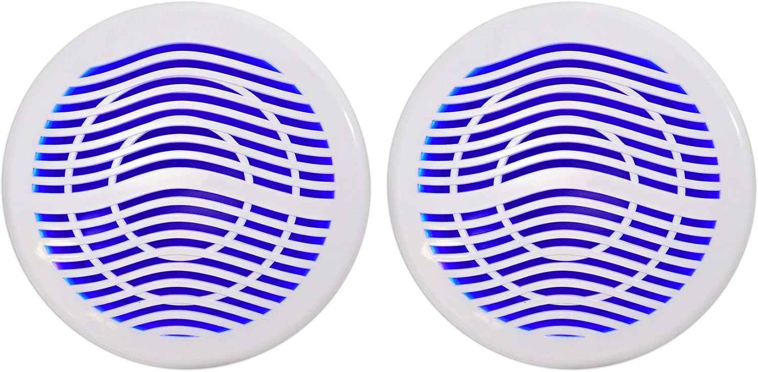 Rockville MS12LW 2800W Peak / 700W RMS 12" Marine Subwoofer Dual 4 Ohm, Waterproof Design, LED Lighting, High-Power Bass for Boats and Marine Audio Systems, 2-Piece