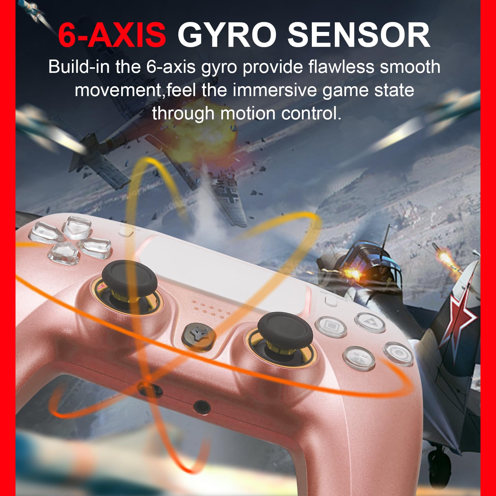 NBCP-Game controller für PS4, kabellos, playstation 4 controller, Controlador Inalámbrico PS4, 1200 mAh Akku/Doppelmotoren/6-Achsen-Gyro/3,5 mm Audiobuchse/Hall Effekt-Sensor (Gold)