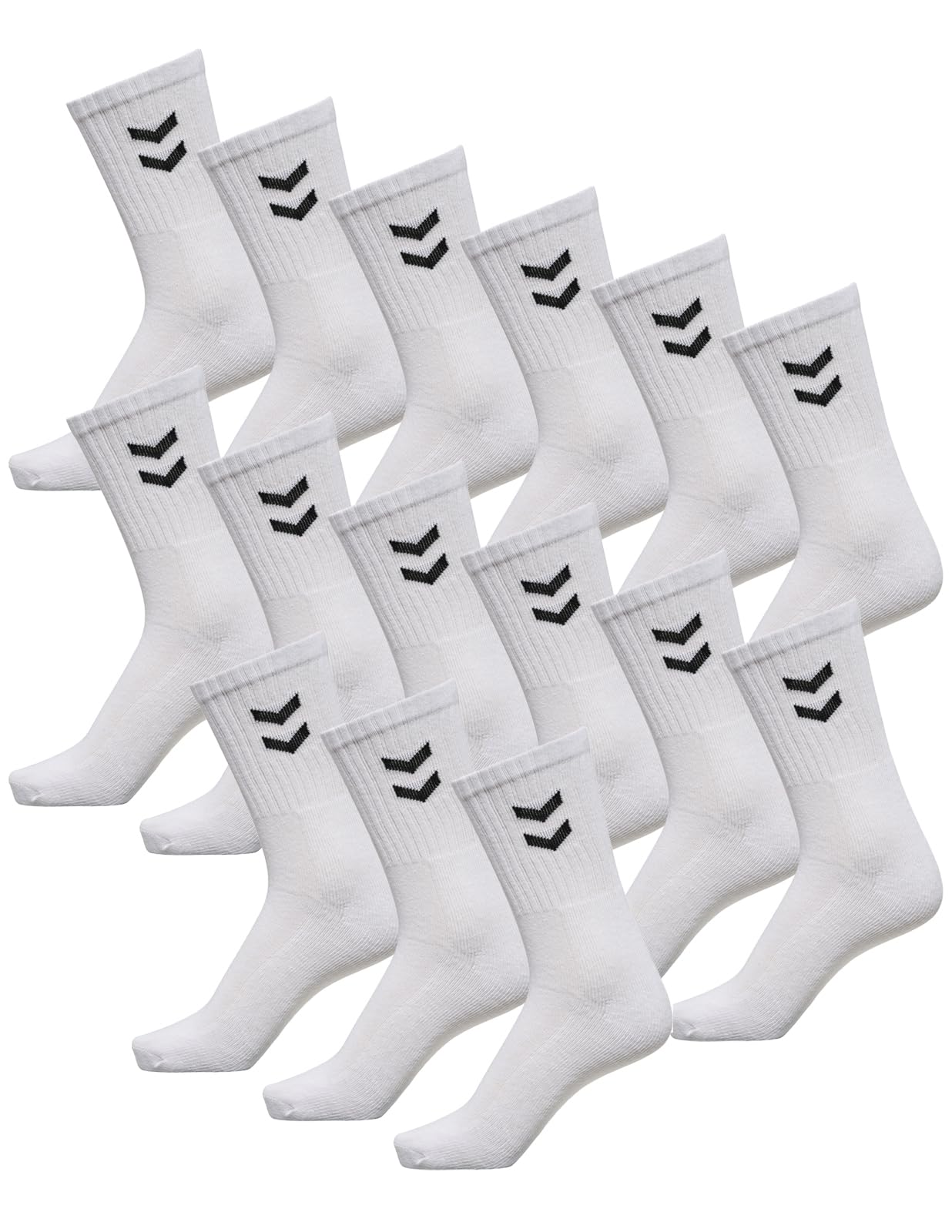 Hummel Basic Unisex Sports Socks Pack of 15 - White - 12-14